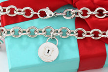 Load image into Gallery viewer, Tiffany &amp; Co. Silver Keyhole Circle Round Padlock Heavy Link 16&quot; Necklace
