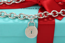 Load image into Gallery viewer, Tiffany &amp; Co. Silver Keyhole Circle Round Padlock Heavy Link 16&quot; Necklace
