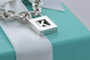 Tiffany & Co. Silver Letter "K" Padlock Bracelet