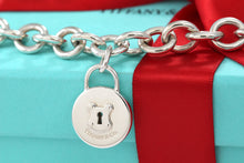 Load image into Gallery viewer, Tiffany &amp; Co. Silver Keyhole Circle Round Padlock Heavy Link 16&quot; Necklace
