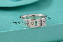 Load image into Gallery viewer, Tiffany &amp; Co. Silver Locks 2 Diamond Keyhole Narrow Band Ring
