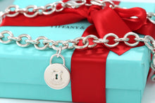 Load image into Gallery viewer, Tiffany &amp; Co. Silver Keyhole Circle Round Padlock Heavy Link 16&quot; Necklace
