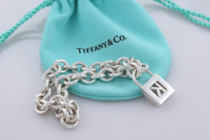 Tiffany & Co. Silver Letter "K" Padlock Bracelet