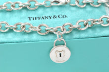 Load image into Gallery viewer, Tiffany &amp; Co. Silver Keyhole Circle Round Padlock Heavy Link 16&quot; Necklace
