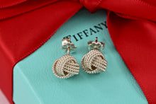 Load image into Gallery viewer, Tiffany &amp; Co. Mesh Silver Twist Knot Rope Stud Earrings
