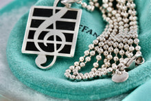 Load image into Gallery viewer, Tiffany &amp; Co. Black Enamel Musical Note Pendant Beaded Chain 34&quot; Necklace
