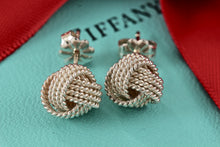 Load image into Gallery viewer, Tiffany &amp; Co. Mesh Silver Twist Knot Rope Stud Earrings
