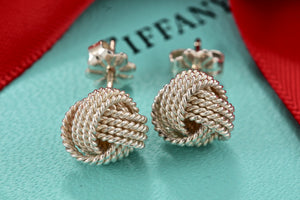 Tiffany & Co. Mesh Silver Twist Knot Rope Stud Earrings