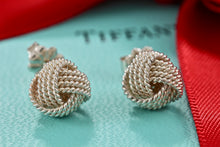 Load image into Gallery viewer, Tiffany &amp; Co. Mesh Silver Twist Knot Rope Stud Earrings
