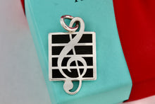 Load image into Gallery viewer, Tiffany &amp; Co. Black Enamel Musical Note Pendant Beaded Chain 34&quot; Necklace
