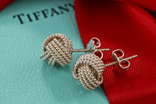 Load image into Gallery viewer, Tiffany &amp; Co. Mesh Silver Twist Knot Rope Stud Earrings
