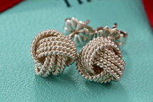 Load image into Gallery viewer, Tiffany &amp; Co. Mesh Silver Twist Knot Rope Stud Earrings
