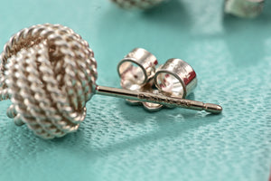 Tiffany & Co. Mesh Silver Twist Knot Rope Stud Earrings