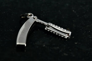 Beau Sterling Silver Barber Razorblade Charm Pendant