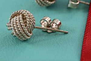 Tiffany & Co. Mesh Silver Twist Knot Rope Stud Earrings