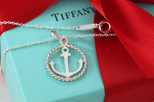 Tiffany & Co. Silver Twist Anchor Pendant Necklace