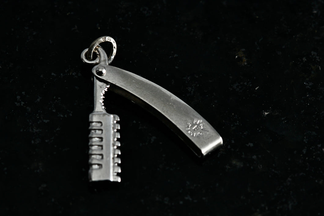 Beau Sterling Silver Barber Razorblade Charm Pendant