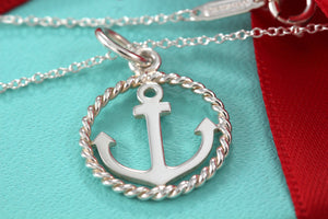 Tiffany & Co. Silver Twist Anchor Pendant Necklace