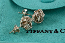 Load image into Gallery viewer, Tiffany &amp; Co. Mesh Silver Twist Knot Rope Stud Earrings
