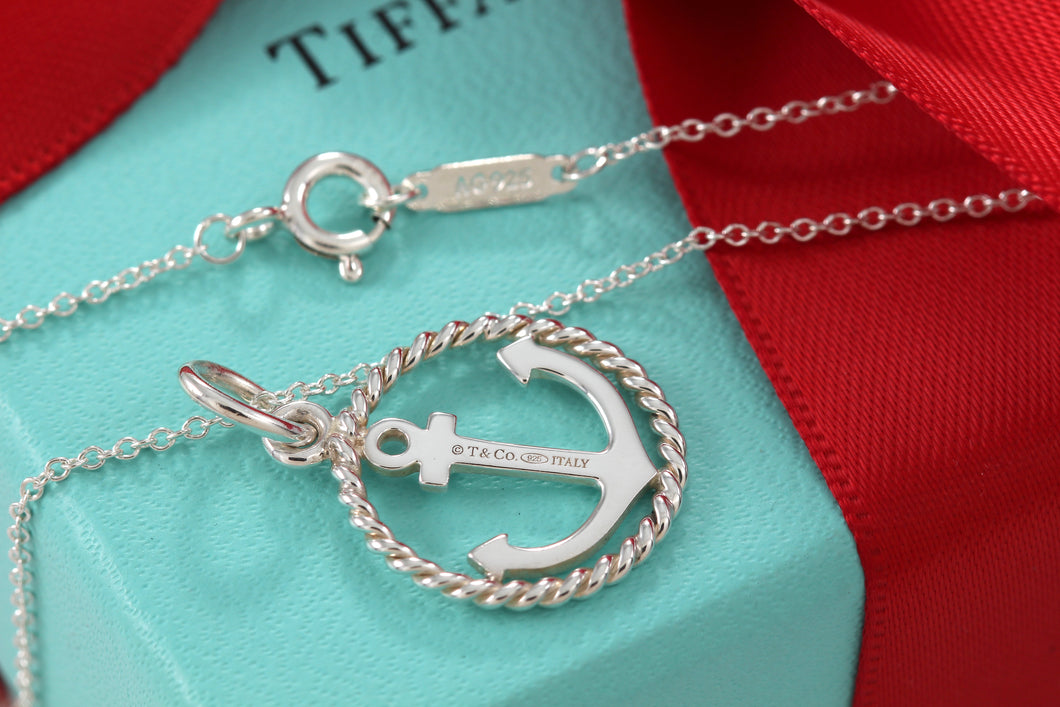 Tiffany & Co. Silver Twist Anchor Pendant Necklace