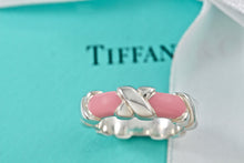 Load image into Gallery viewer, Tiffany &amp; Co. Silver Signature &quot;X&quot; Pink Enamel Band Ring Size 6.5
