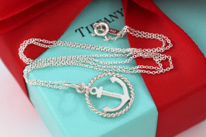 Tiffany & Co. Silver Twist Anchor Pendant Necklace