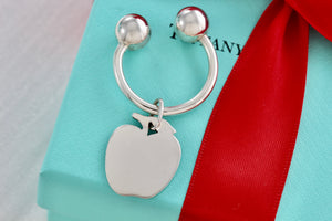 Tiffany & Co. Silver Apple Charm Key Ring Keychain