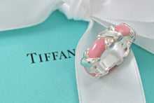 Load image into Gallery viewer, Tiffany &amp; Co. Silver Signature &quot;X&quot; Pink Enamel Band Ring Size 6.5
