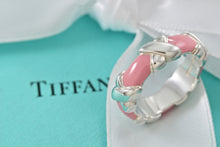 Load image into Gallery viewer, Tiffany &amp; Co. Silver Signature &quot;X&quot; Pink Enamel Band Ring Size 6.5
