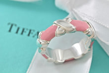 Load image into Gallery viewer, Tiffany &amp; Co. Silver Signature &quot;X&quot; Pink Enamel Band Ring Size 6.5
