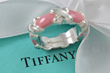 Load image into Gallery viewer, Tiffany &amp; Co. Silver Signature &quot;X&quot; Pink Enamel Band Ring Size 6.5
