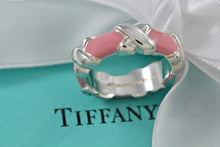 Load image into Gallery viewer, Tiffany &amp; Co. Silver Signature &quot;X&quot; Pink Enamel Band Ring Size 6.5
