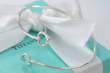 Load image into Gallery viewer, Tiffany &amp; Co. Elsa Peretti Silver Double Open Heart Bangle Bracelet
