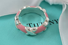 Load image into Gallery viewer, Tiffany &amp; Co. Silver Signature &quot;X&quot; Pink Enamel Band Ring Size 6.5
