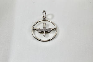 CHAPEL Sterling Silver Migrating Bird Round Circle Charm Pendant