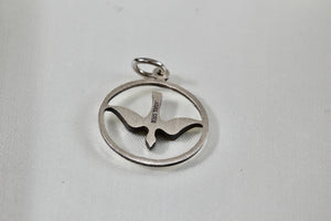 CHAPEL Sterling Silver Migrating Bird Round Circle Charm Pendant