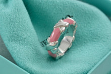 Load image into Gallery viewer, Tiffany &amp; Co. Silver Signature &quot;X&quot; Pink Enamel Band Ring Size 6.5
