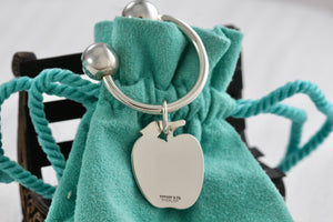 Tiffany & Co. Silver Apple Charm Key Ring Keychain