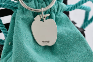 Tiffany & Co. Silver Apple Charm Key Ring Keychain