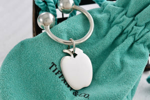 Tiffany & Co. Silver Apple Charm Key Ring Keychain