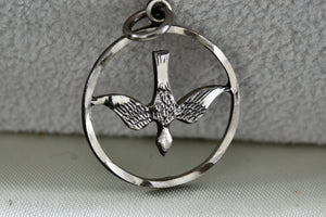 CHAPEL Sterling Silver Migrating Bird Round Circle Charm Pendant