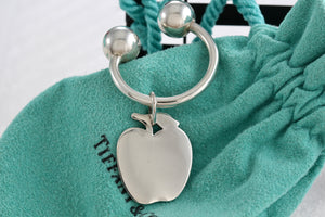 Tiffany & Co. Silver Apple Charm Key Ring Keychain