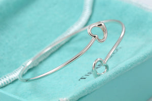 Tiffany & Co. Elsa Peretti Silver Double Open Heart Bangle Bracelet