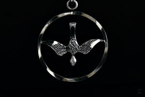 CHAPEL Sterling Silver Migrating Bird Round Circle Charm Pendant