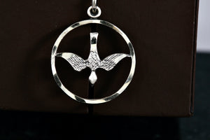 CHAPEL Sterling Silver Migrating Bird Round Circle Charm Pendant