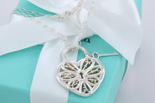 Load image into Gallery viewer, Tiffany &amp; Co. Silver Extra Large Filigree Heart &amp; Mini Key Pendant Necklace
