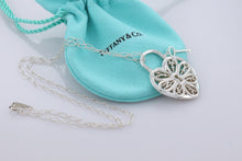 Load image into Gallery viewer, Tiffany &amp; Co. Silver Extra Large Filigree Heart &amp; Mini Key Pendant Necklace
