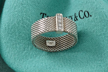 Load image into Gallery viewer, Tiffany &amp; Co. Mesh Silver 4 Row Diamond Firm Band Ring Size 6
