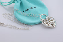 Load image into Gallery viewer, Tiffany &amp; Co. Silver Extra Large Filigree Heart &amp; Mini Key Pendant Necklace
