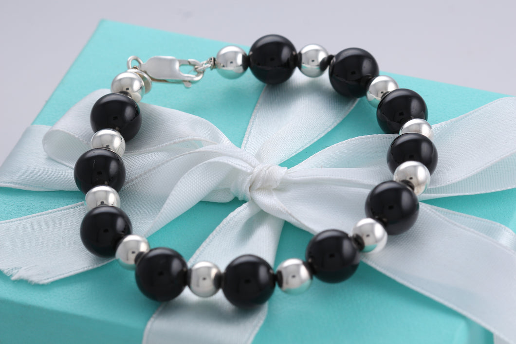 Tiffany & Co. Silver & Onyx Ball Bead Bracelet
